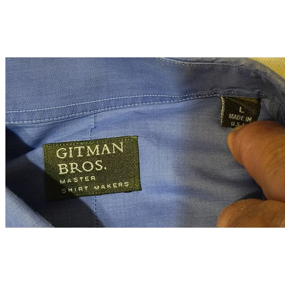 Gitman Bros Master Shirt  Mens Large Blue Cotton Button Down‎ Shirt USA Made 3